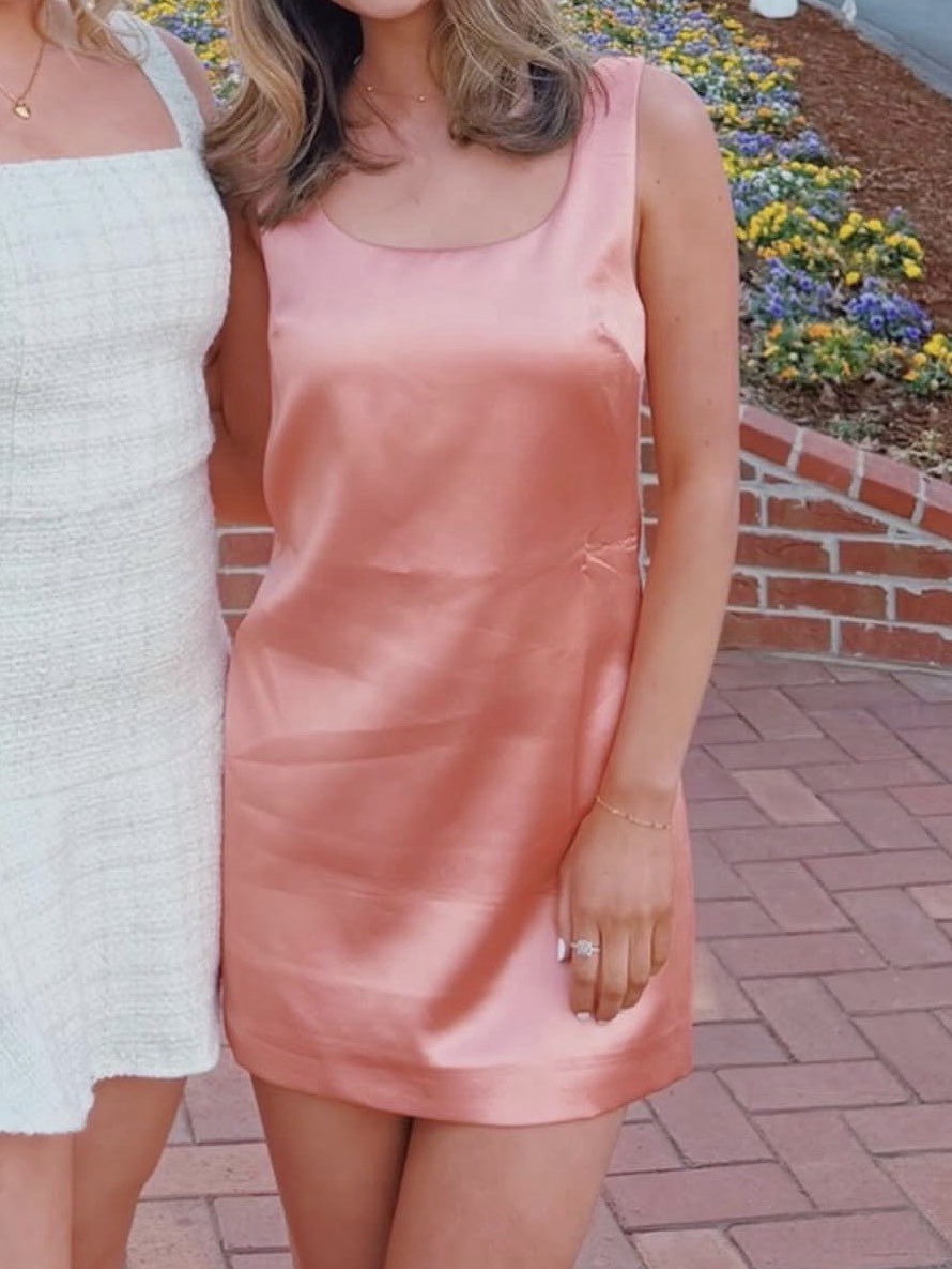 Peach Satin Mini Dress