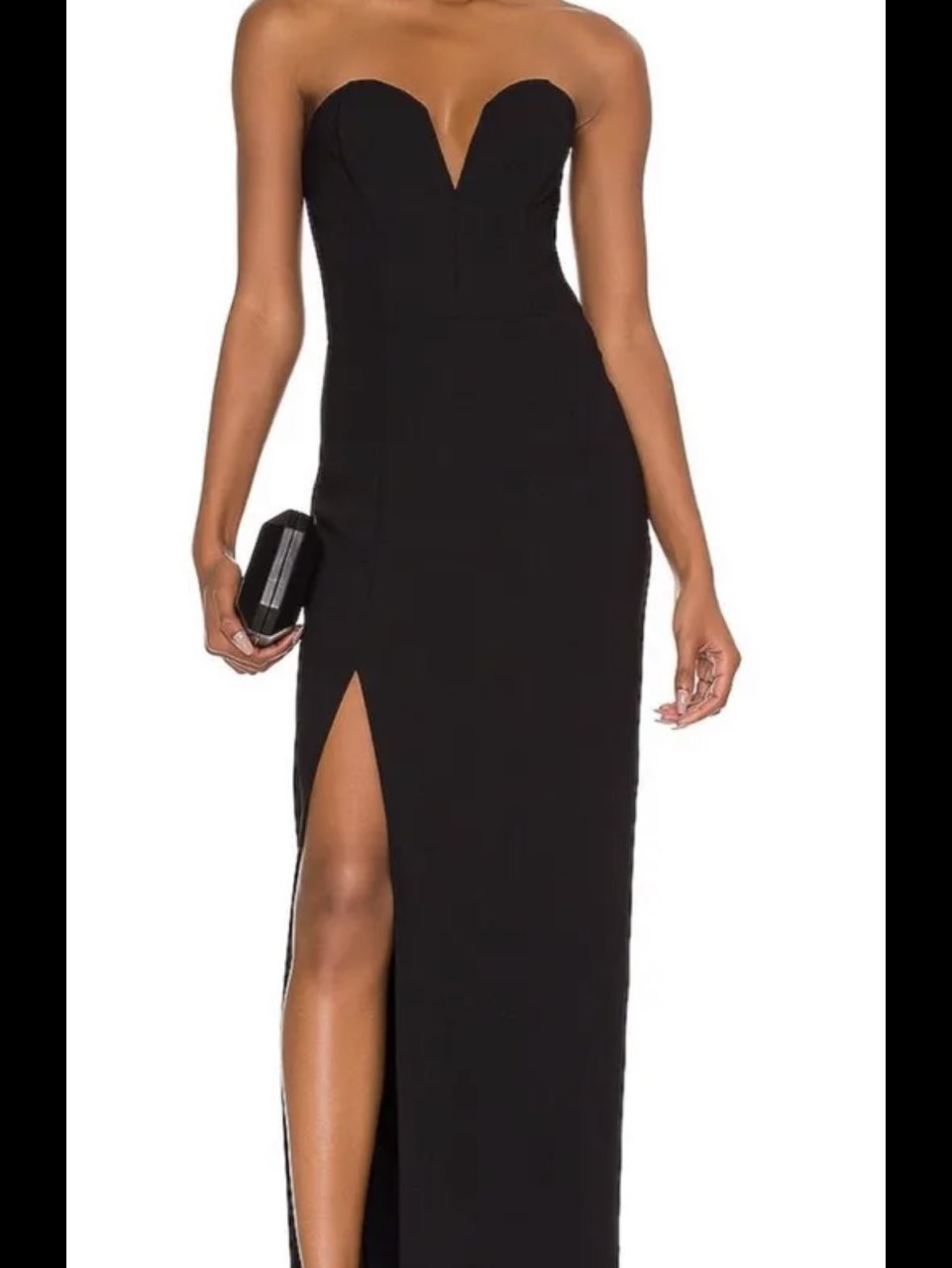 Black Sweetheart Neck Slit Gown