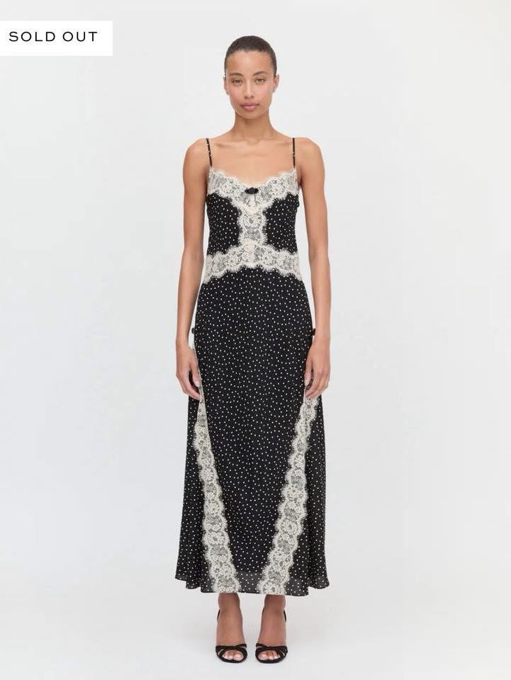 Black Lace Trim Slip Dress