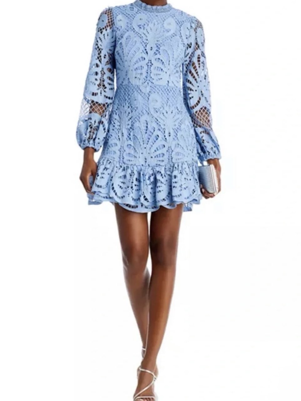 Aqua long sleeve lace dress blue