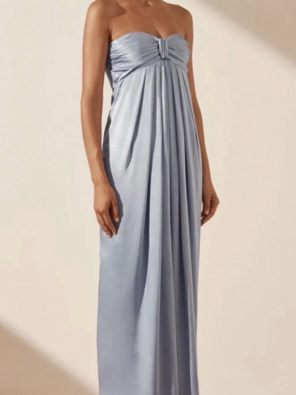 La Lune Strapless Knot Silk Maxi Dress