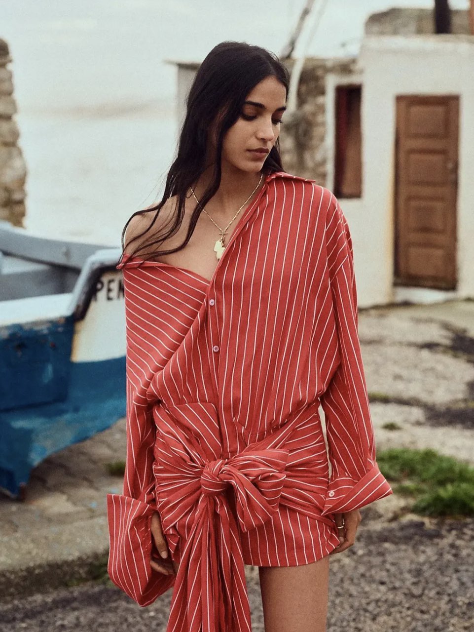 Bardot Malira Long-Sleeve Mini Shirt Dress