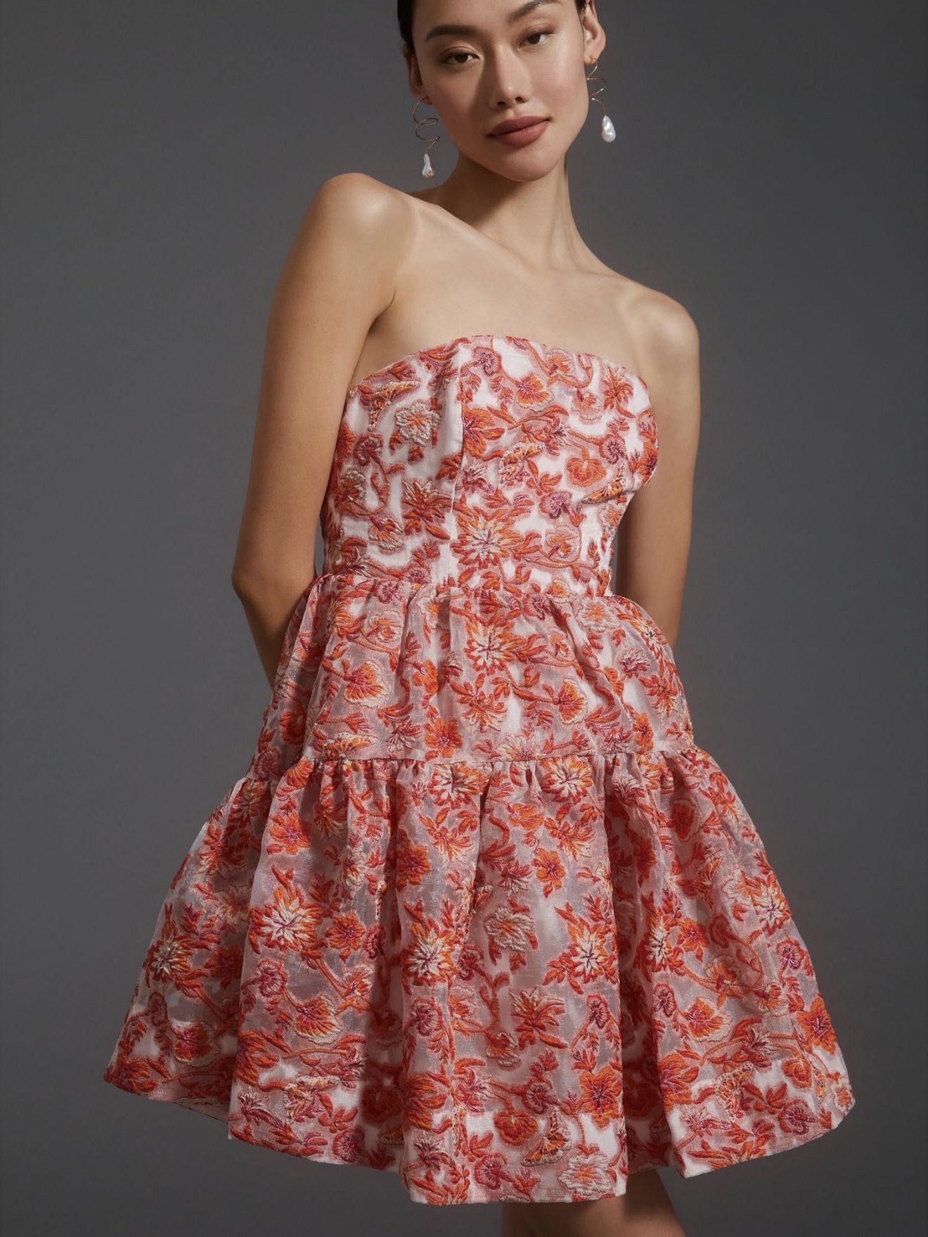 Pink orange floral dress