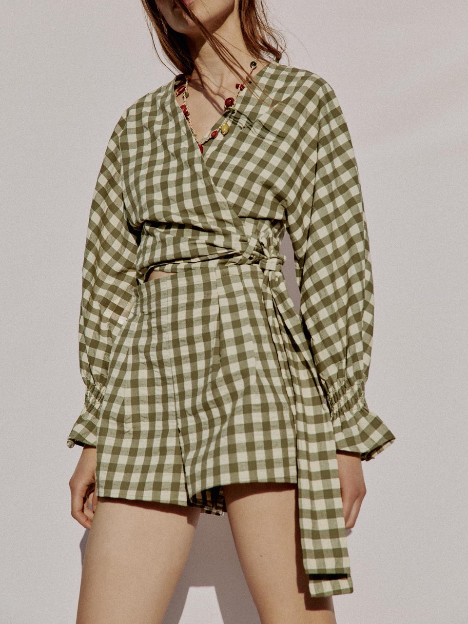 Zara green and white gingham short set