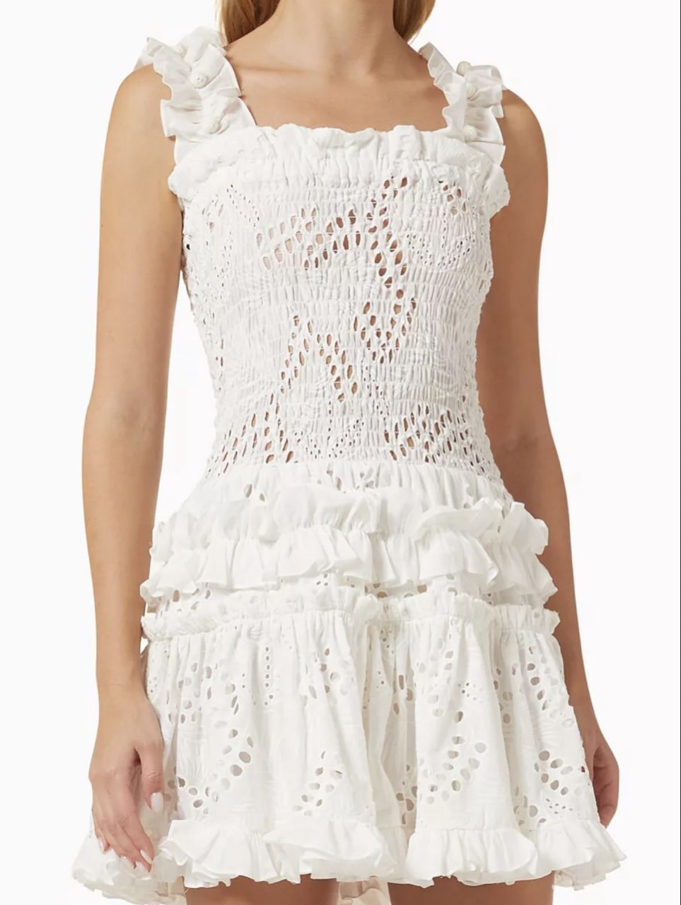 White Eyelet Ruffle Dress