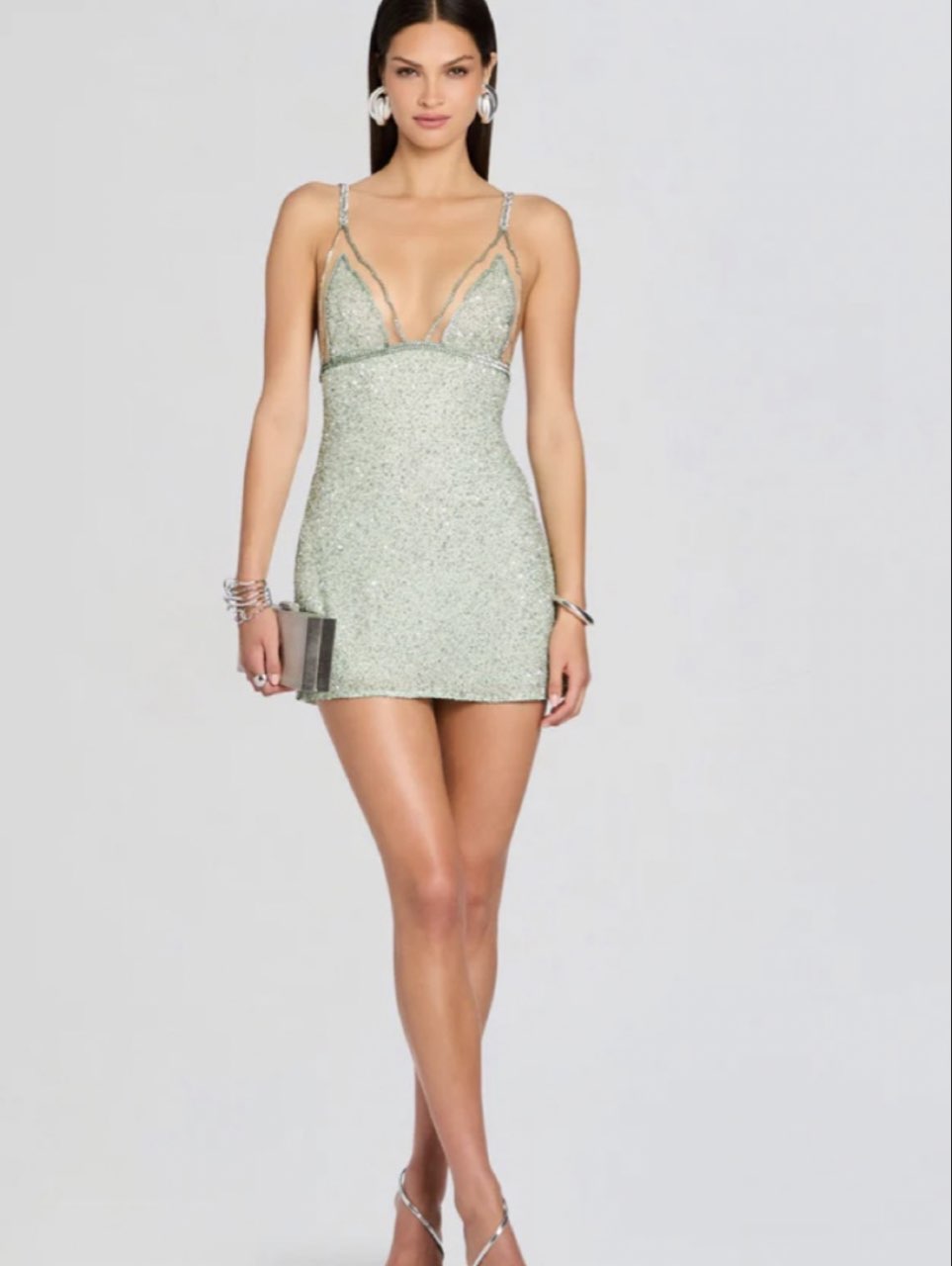 Silver Sequin Mini Dress