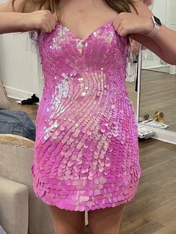 sherri hill pink sequin strapless dress