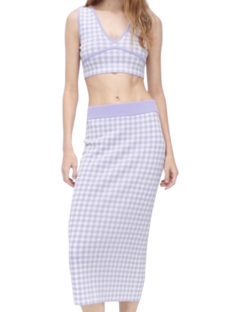 Purple Gingham Knot Co-Ords Set