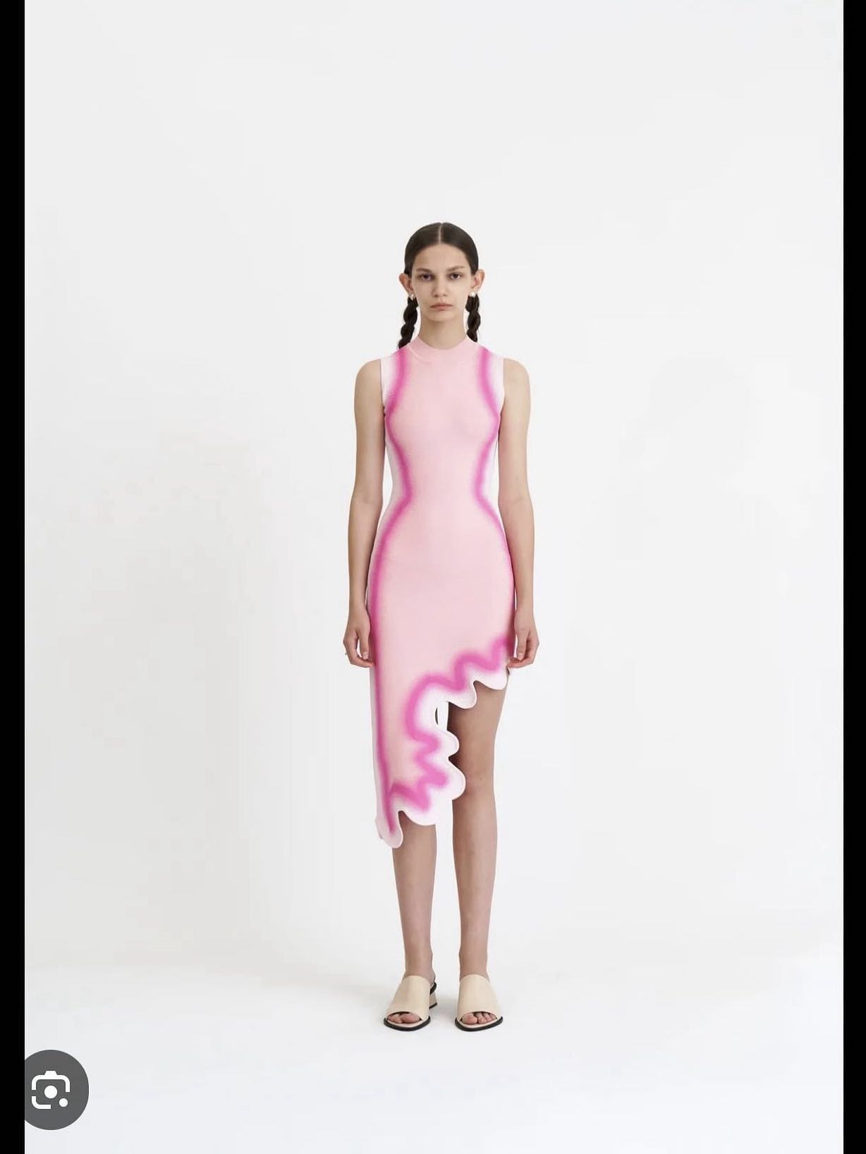 Knit pink midi dress