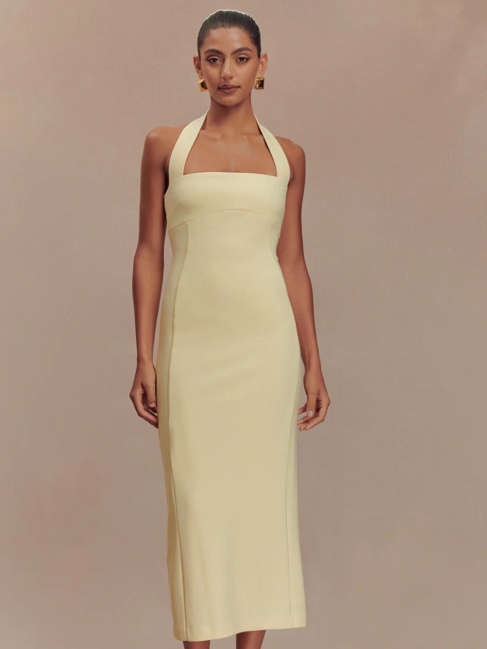 Yellow Midi Cocktail Dress