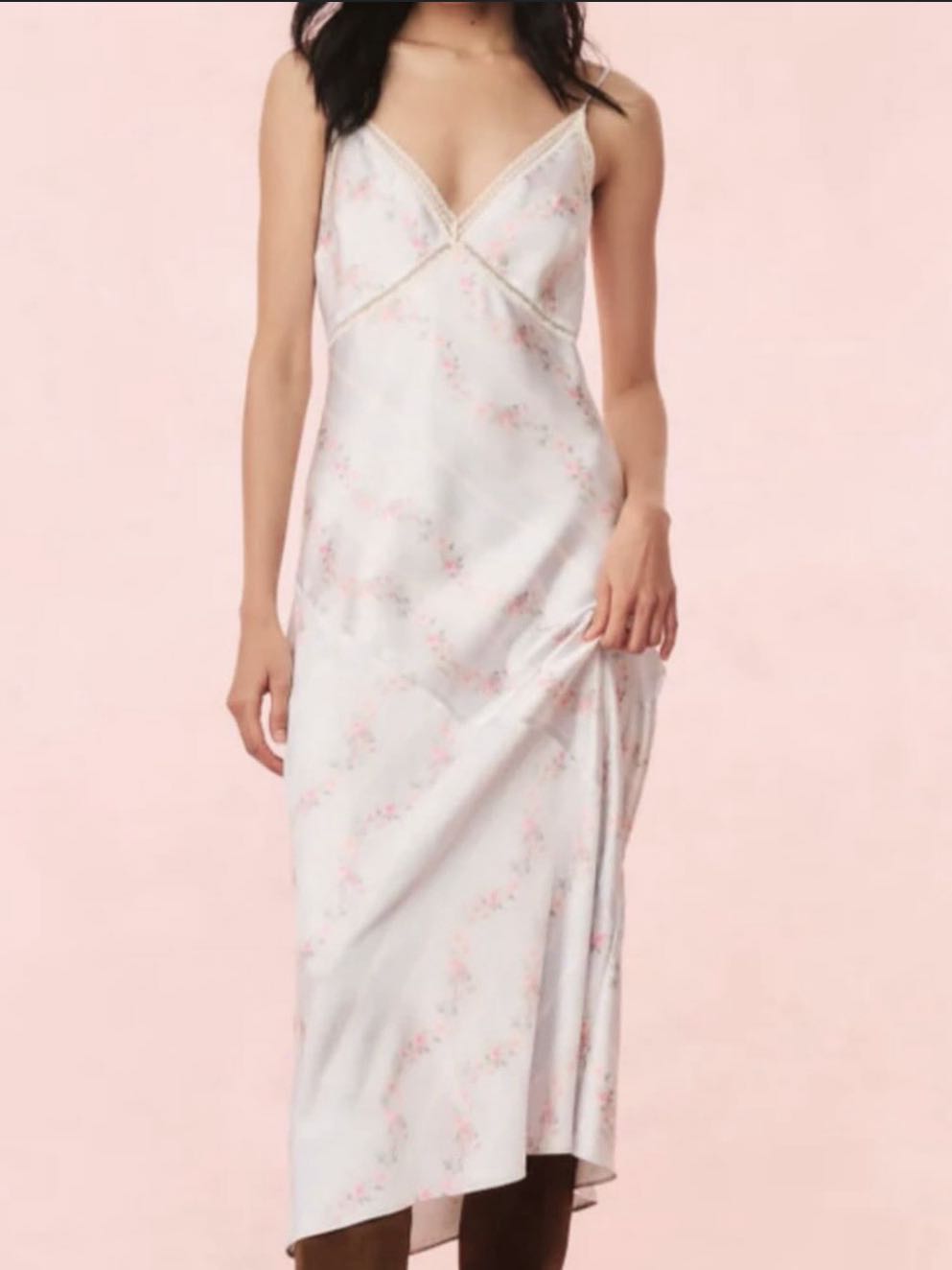Loveshackfancy Ermon Satin Floral Slip