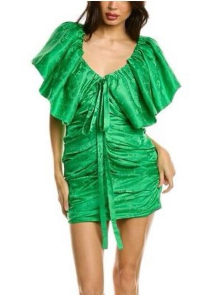 Ronny Kobo Ruffled Jacquard Mini Dress