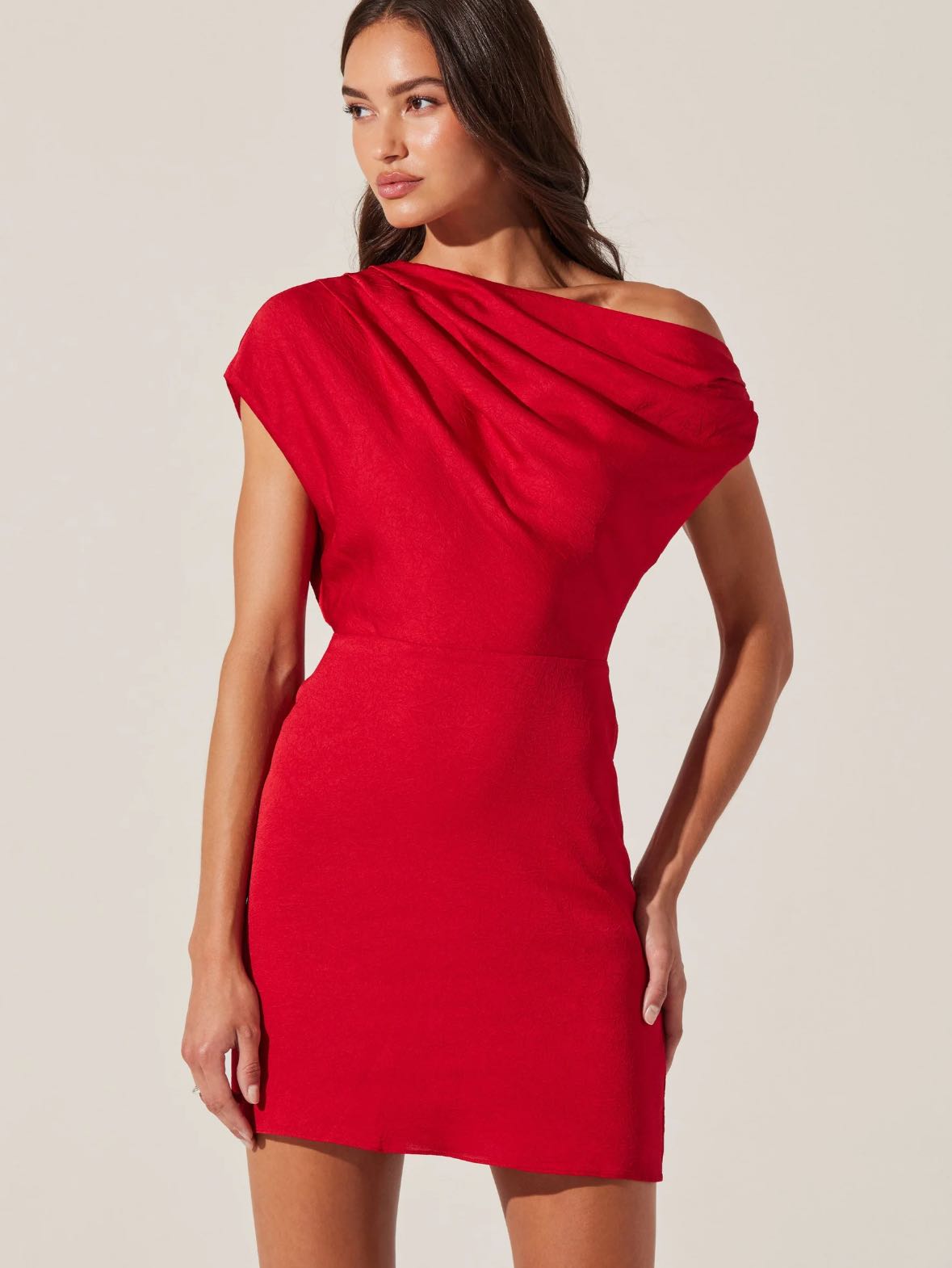 Draped Off shoulder Mini Dress