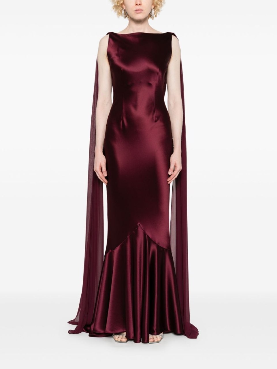 Burgundy Satin Evening Gown