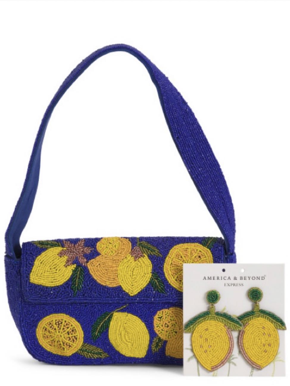 Beaded Lemon Pattern Shoulder Bag