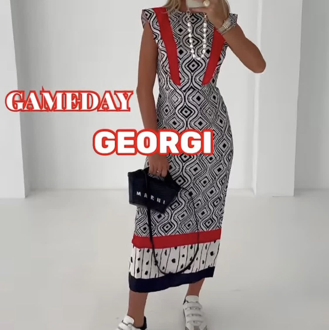 Geometric Print Midi Dress