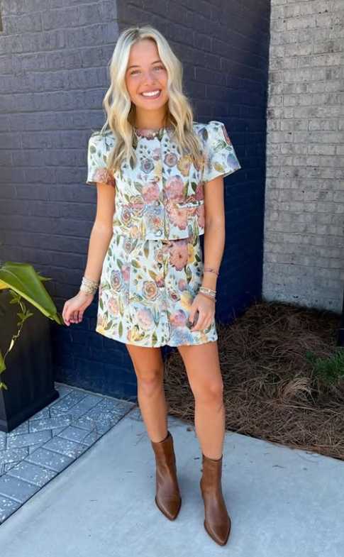 Floral Jacquard Two-Piece Skirt Set