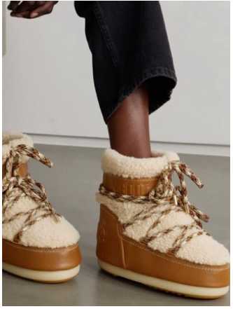 Chloé x Moon Boot Shearling-Lined Winter Boots