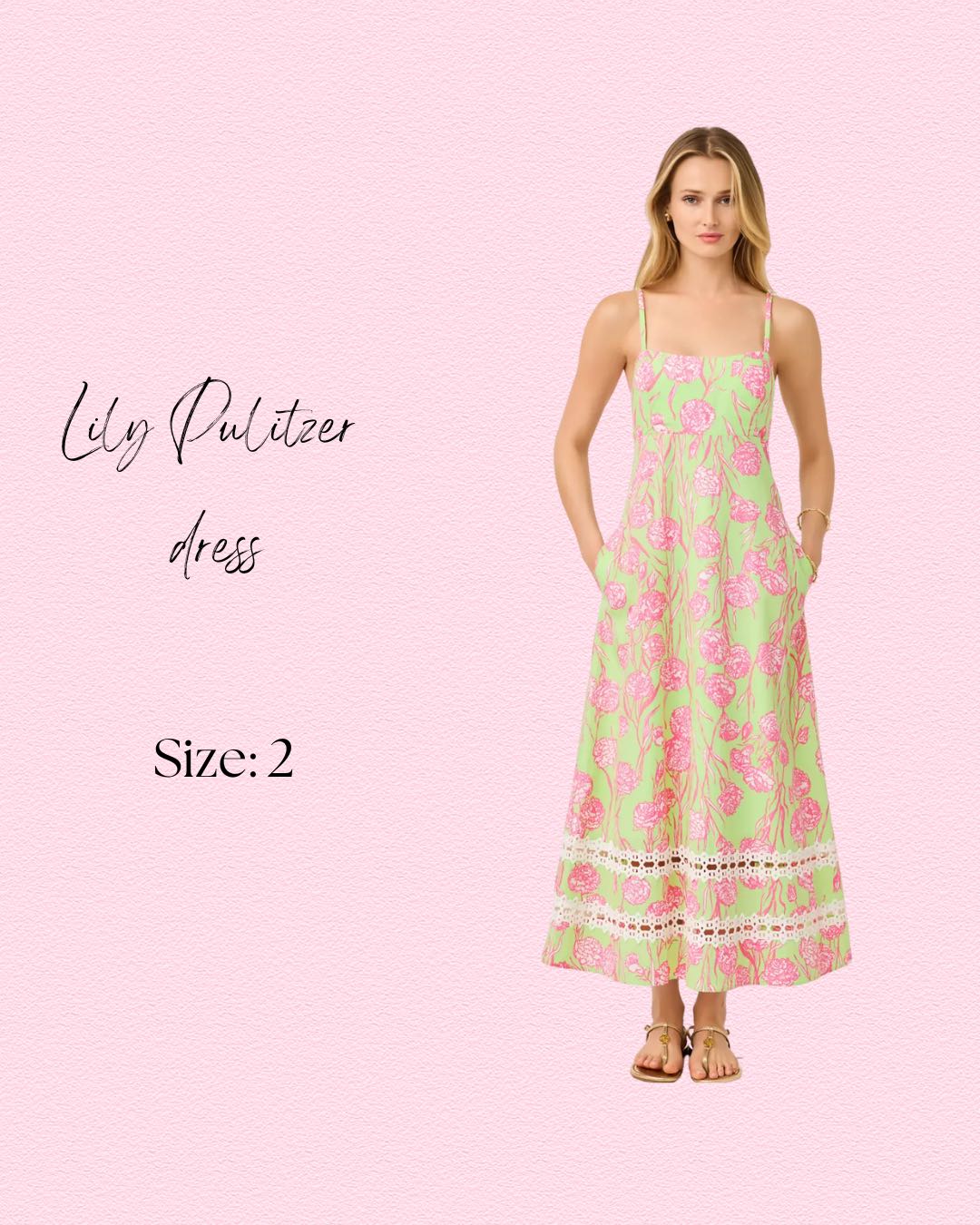 Lime Green & Pink Floral Midi Dress