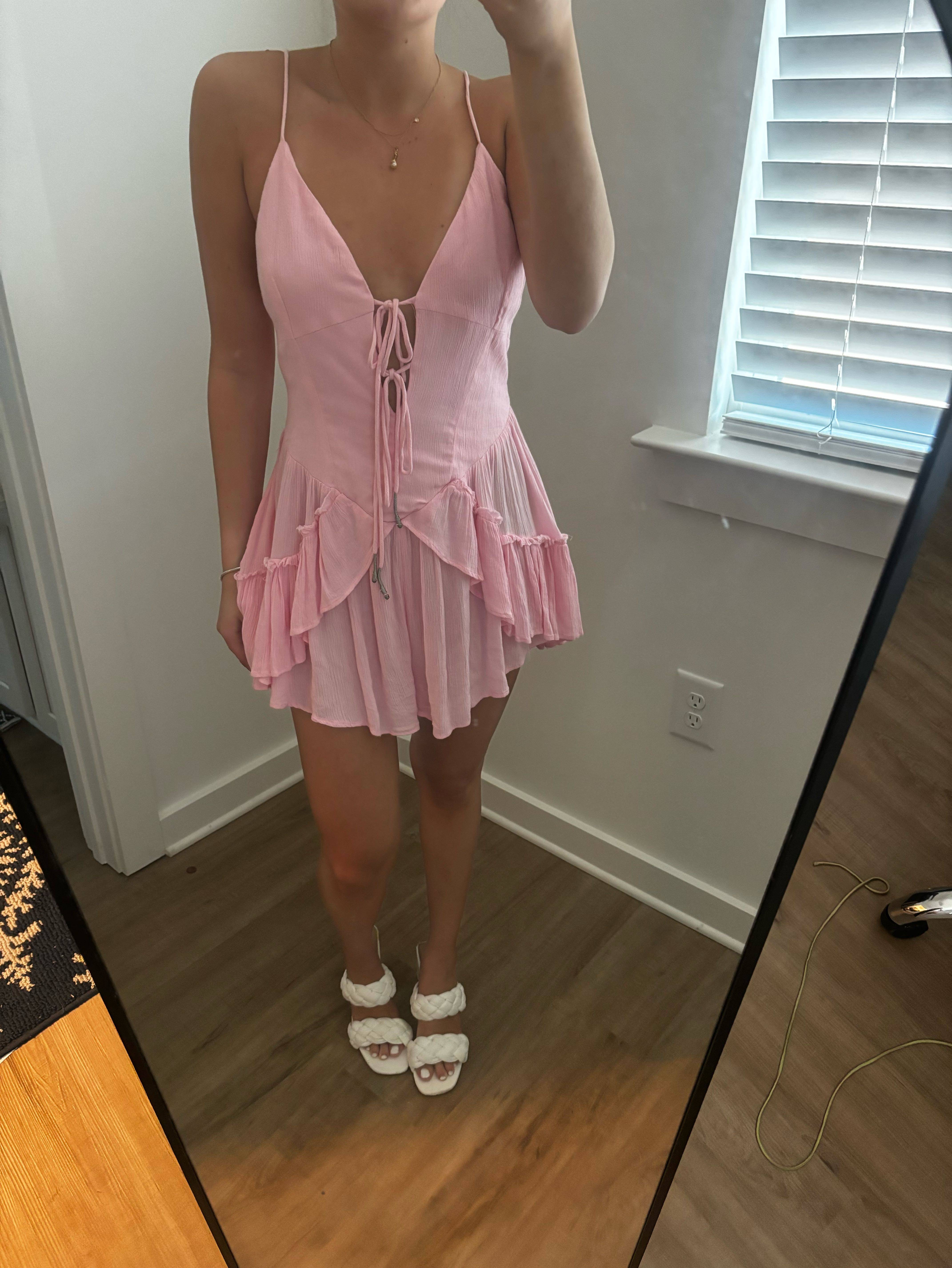 pink ruffle romper