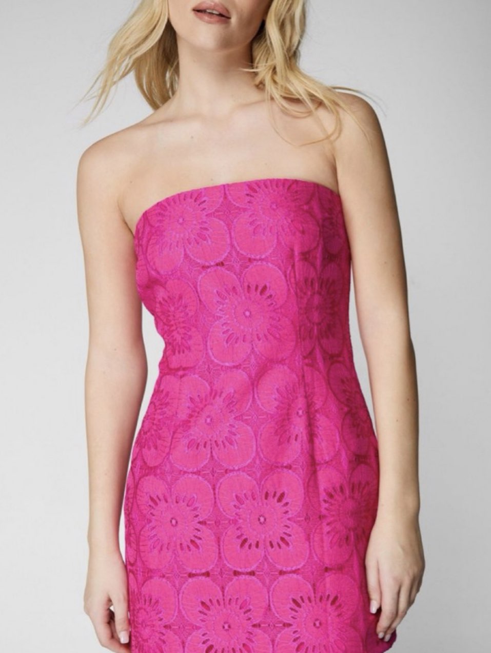Strapless Floral Lace Mini Dress