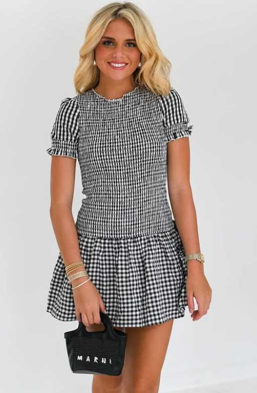 Gingham Smocked Mini Dress