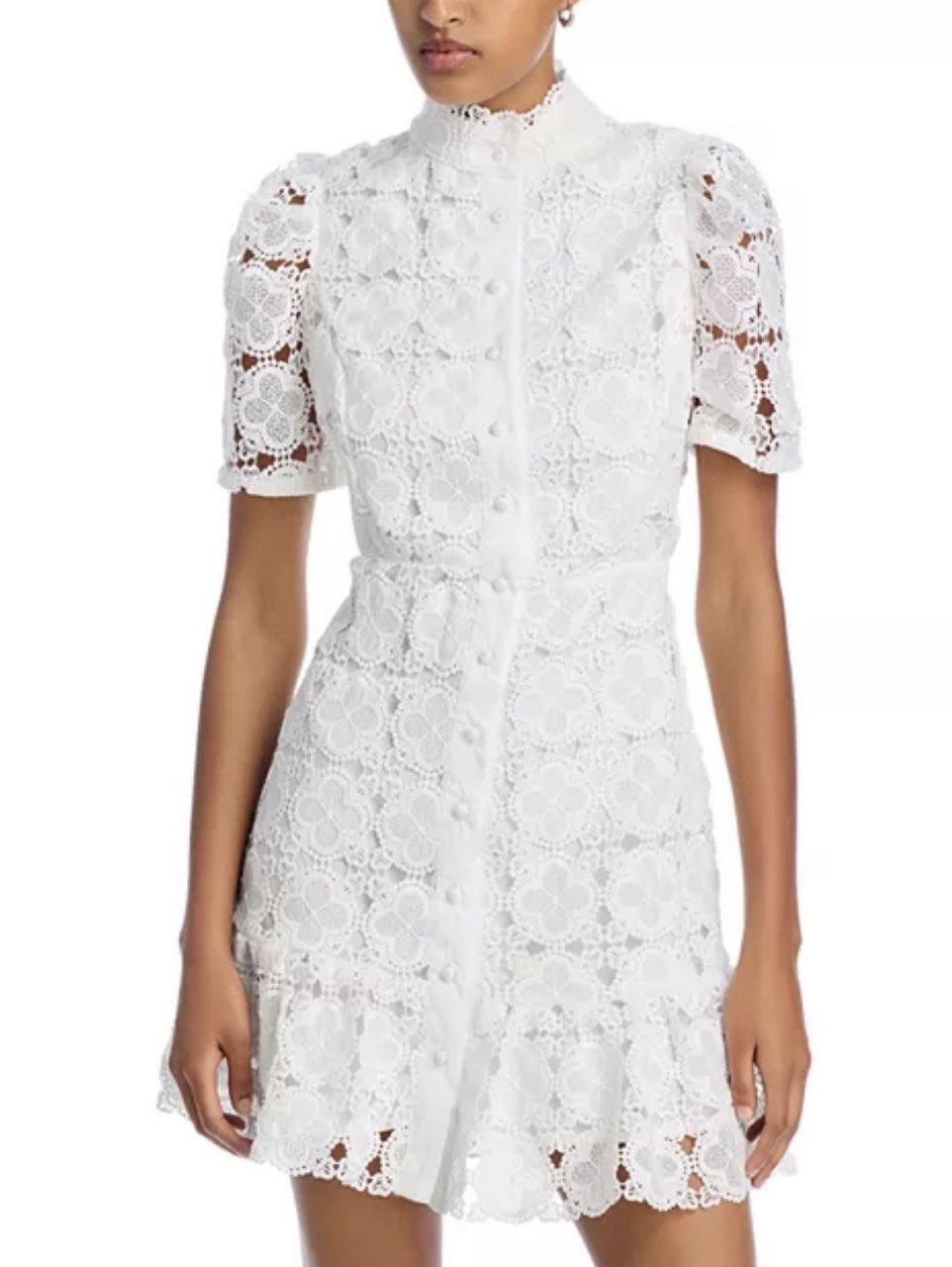 Floral Lace Mock Neck Mini Dress