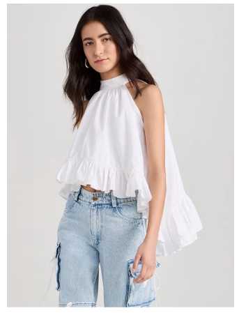 White Ruffled Halter Top