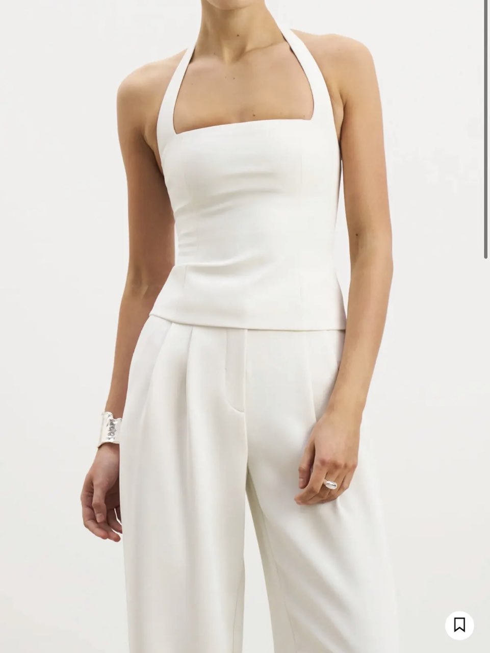 White Square-Neck Halter Top