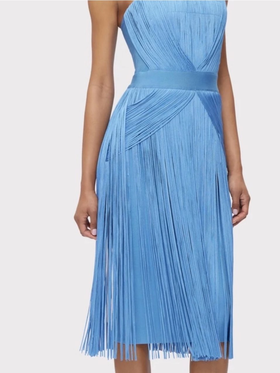 Herve Leger Blue Fringe Midi Dress
