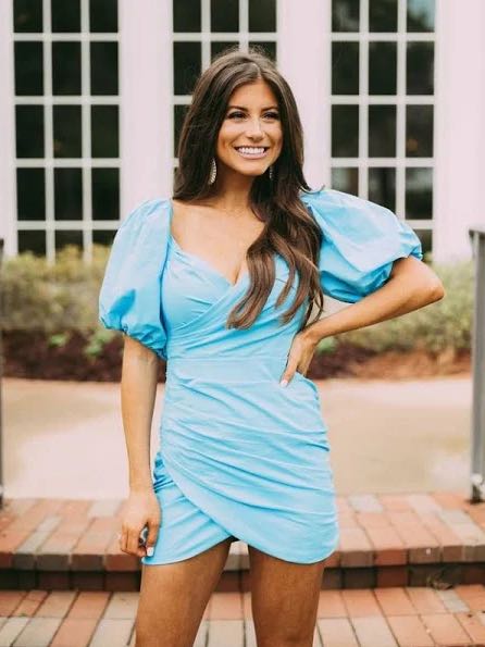 Blue Puff Sleeve Dress