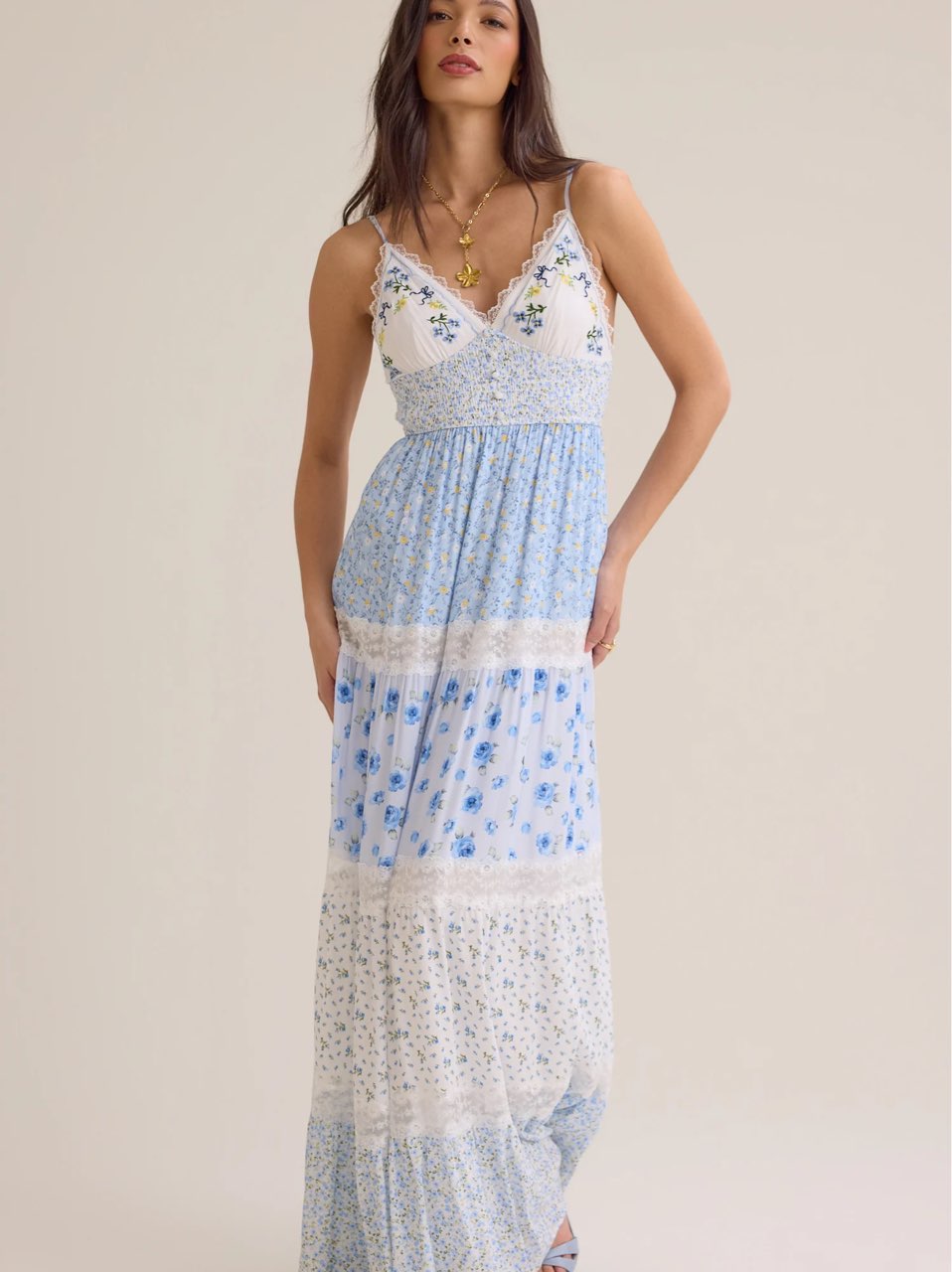 Blue Floral Maxi Dress