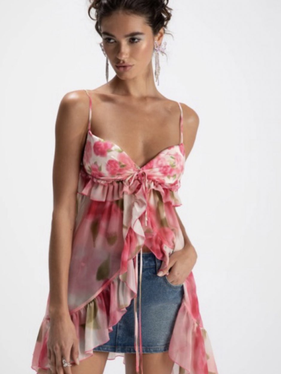 Floral Ruffle Cami Top
