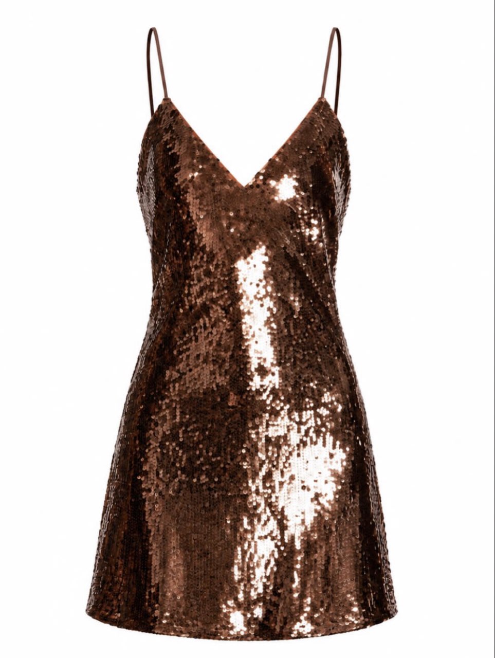 Brown Sequin Mini Dress