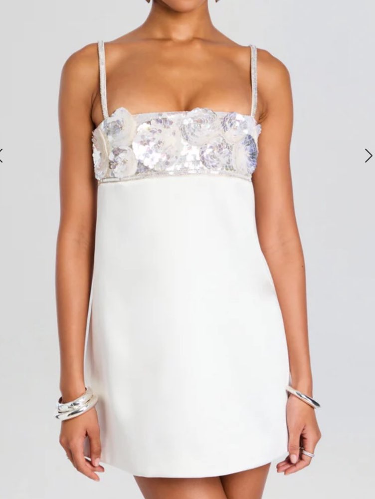 White Sequin Bust Mini Dress