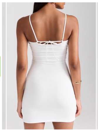White Ruched Cut-Out Mini Dress with Floral Appliques