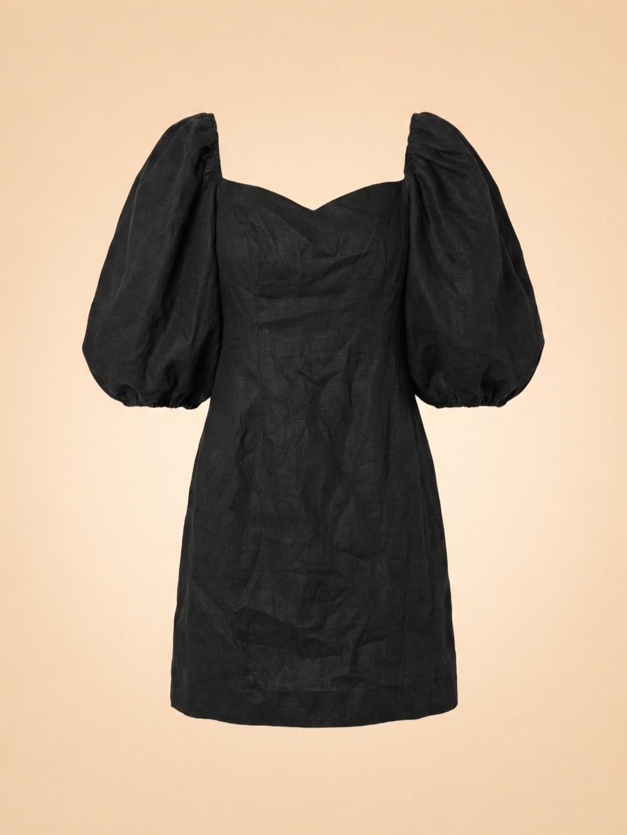 Black Puff Sleeve Mini Dress