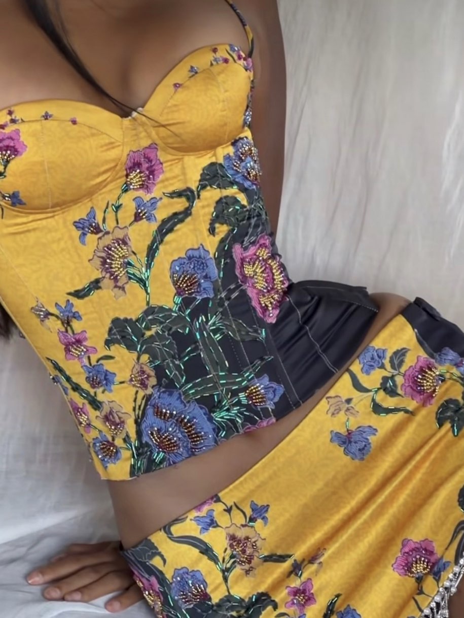 Floral Embroidered Bustier Top