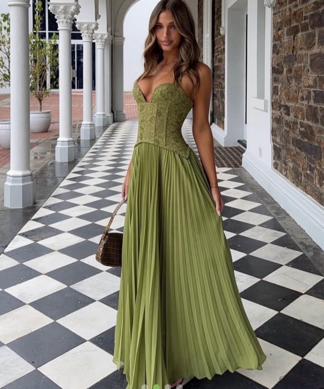 VIRAL Fenity Gaia Green Corset Dress