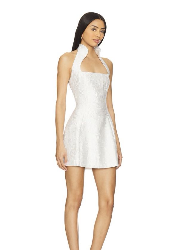 White jacquard mini dress