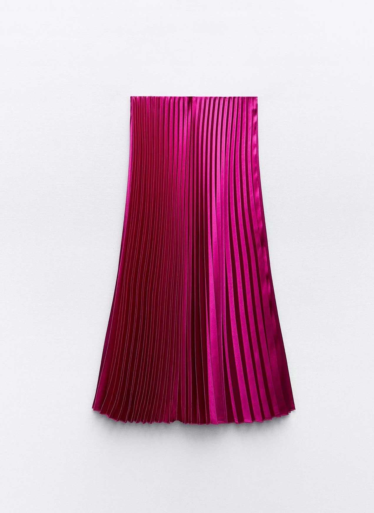 Zara Raspberry Pink Pleated Midi Skirt