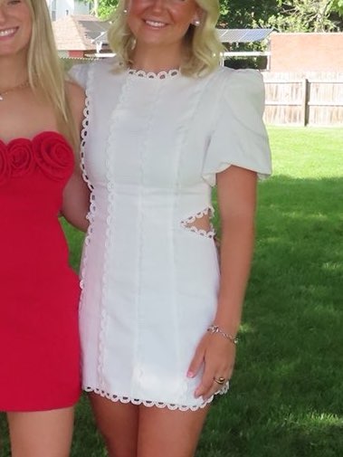 White Scalloped Cutout Mini Dress