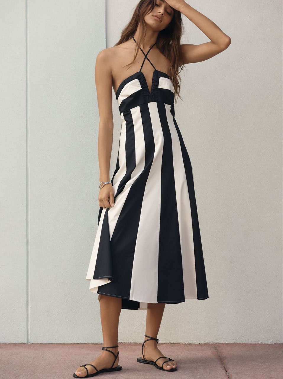 Halter Colorblock Midi Dress