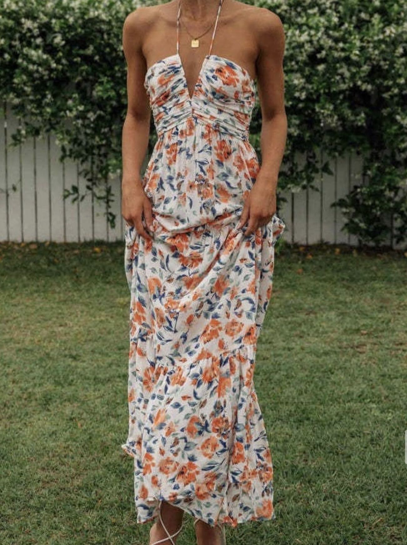 Floral Halter Maxi Dress