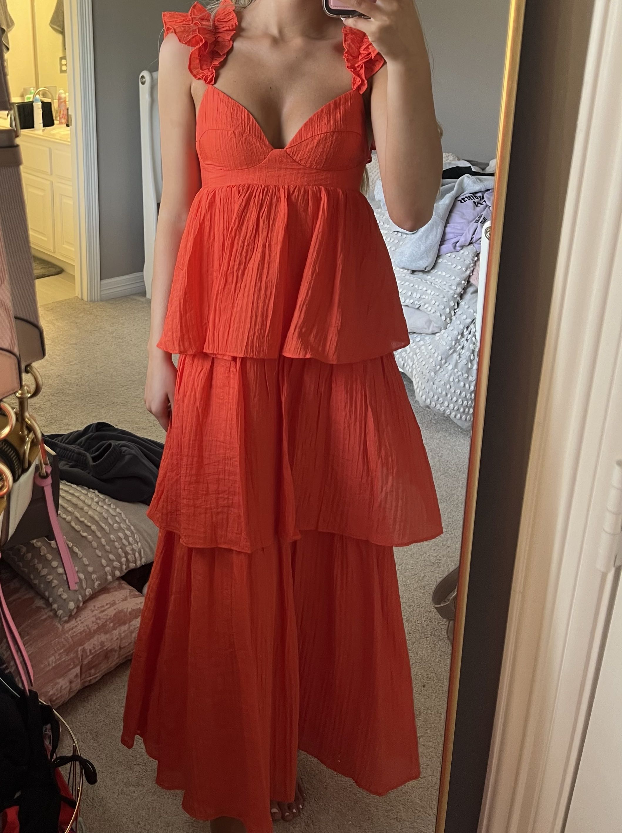 Reddish orange maxi dress