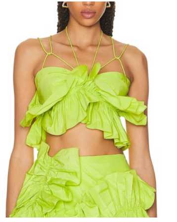 Lime Green Ruffled Strappy Crop Top