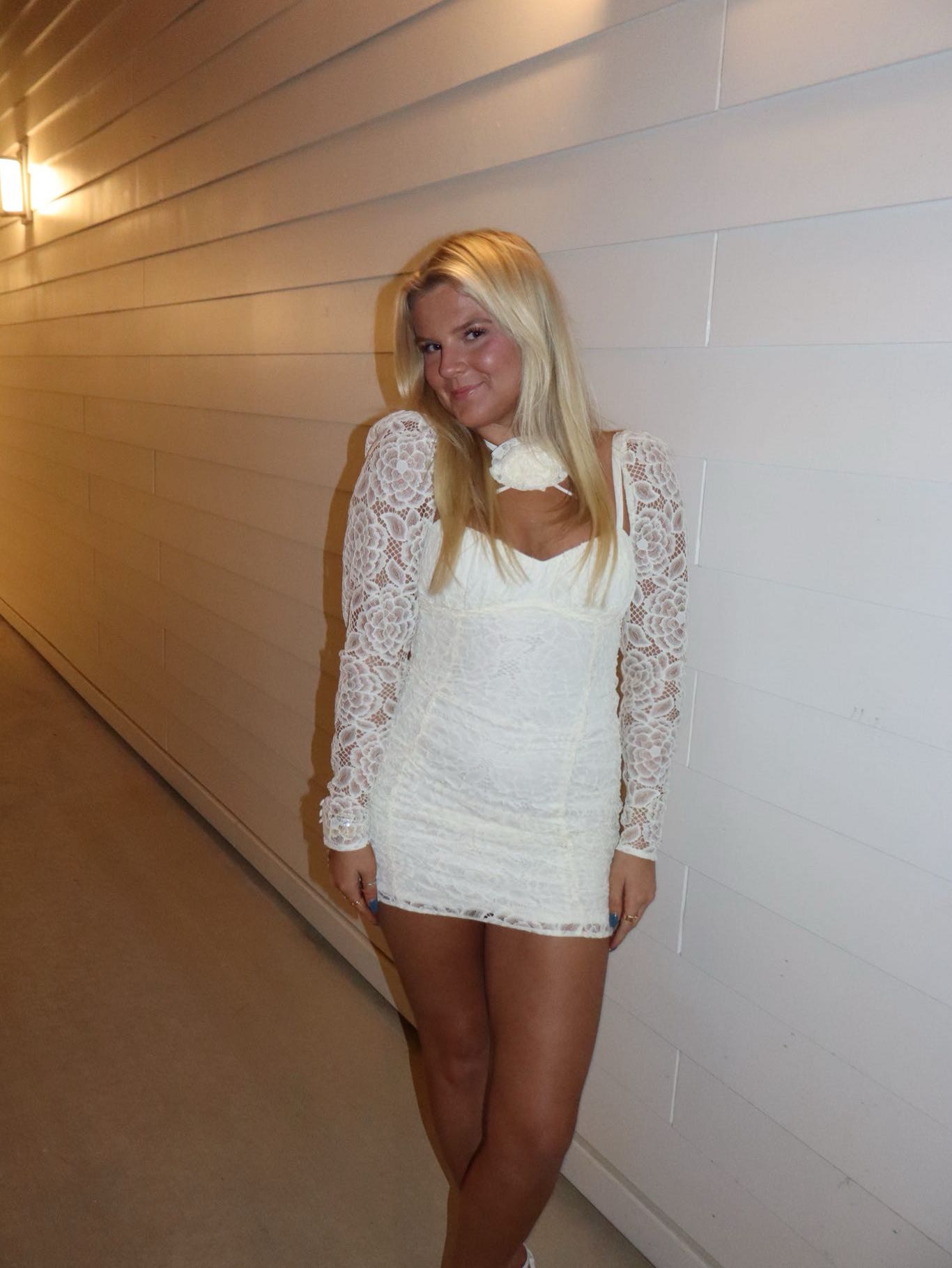 White lace date party dress