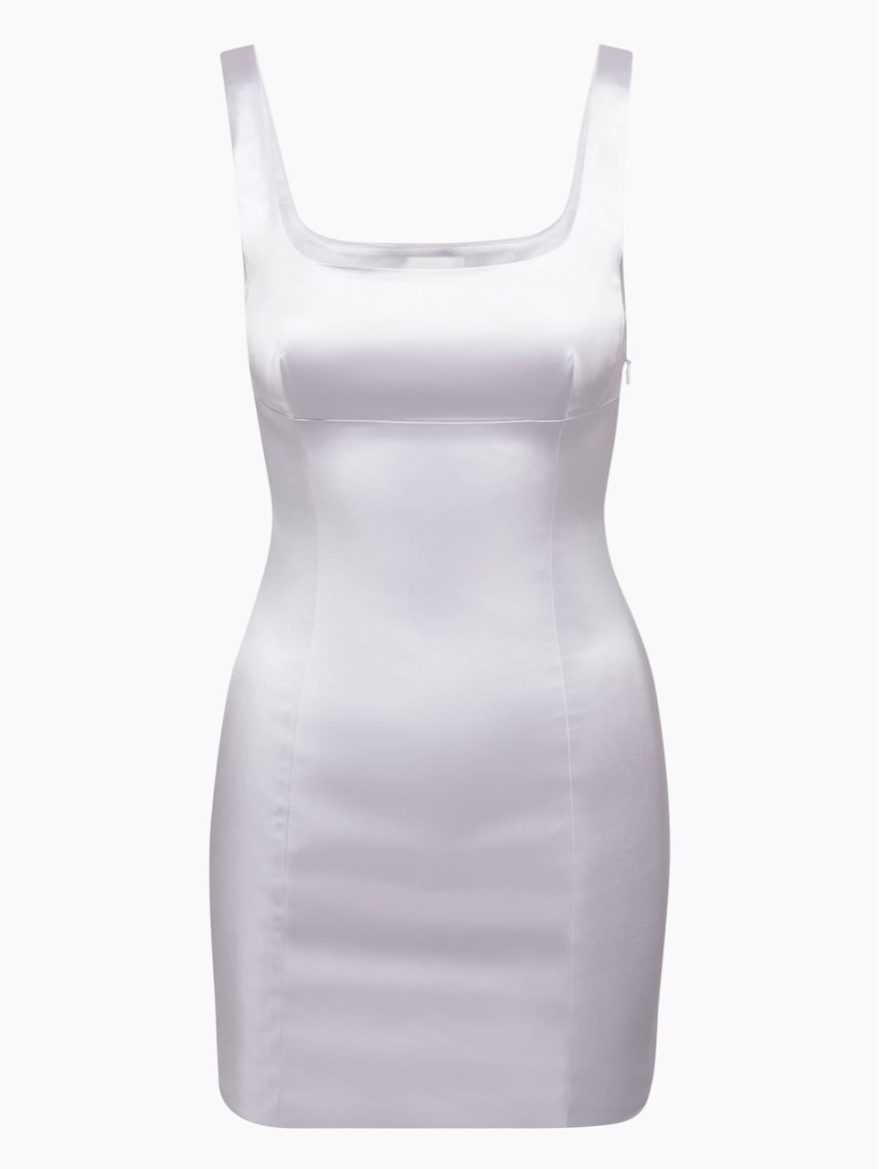 Silver Satin Square Neck Mini Dress