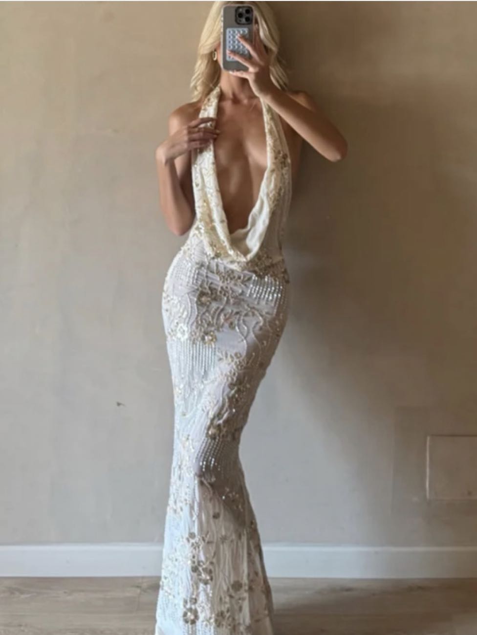 Beaded Halter Maxi Dress
