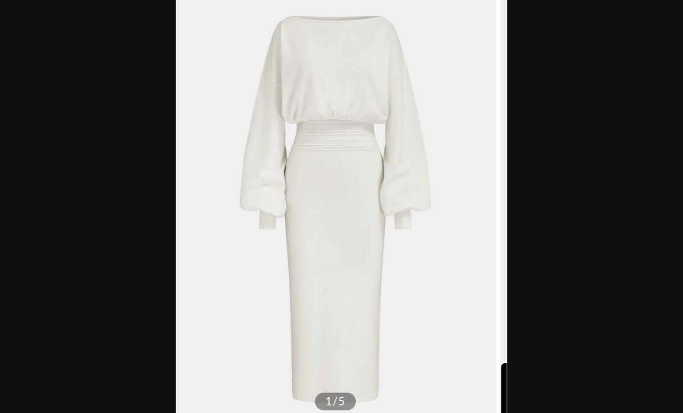 Elegant Ivory Midi Dress